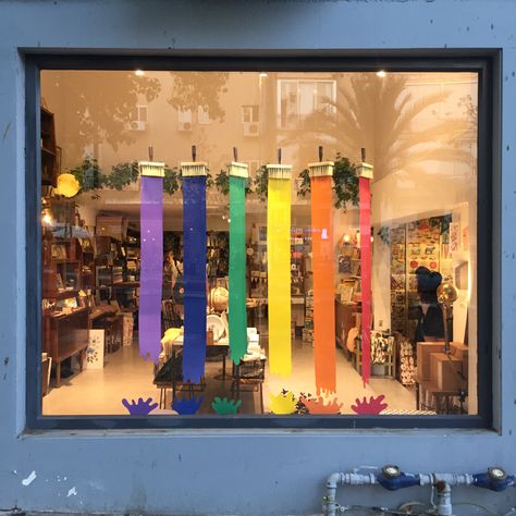 // Paper // Brushes // paint stains // pride // Colours // Love is Love // Pride Window Display, Pride Colours, Pride Decor, Store Front Windows, Brushes Paint, Retail Windows, Pride Colors, Art And Craft Design, Paint Stains