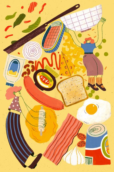 Food Insecurity Illustration, Andy Dixon, Eating Illustration, Government Cheese, Cheese Illustration, Mom Illustration, Character Design Art, Wonder Bread, Book Food