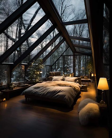 Stargazing Room, A December To Remember, Luxury Bedroom Interior Design, December To Remember, Dreamy Space, Relax Nature, Glass Cabin, Luxurious Interior Design, Neutral Bedroom