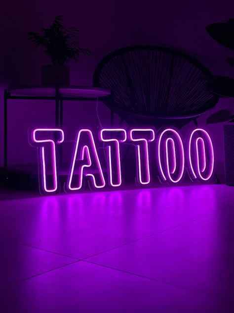 #NeonLightSigns #BrightIdeas #NeonSigns #BrightIdeas Neon Light Tattoo, Tattoo Studio Decor, Neon Sign Tattoo, Tattoo Neon Sign, Led Tattoo, Tattoo Light, Signs For Business, Sign Tattoo, Light Tattoo