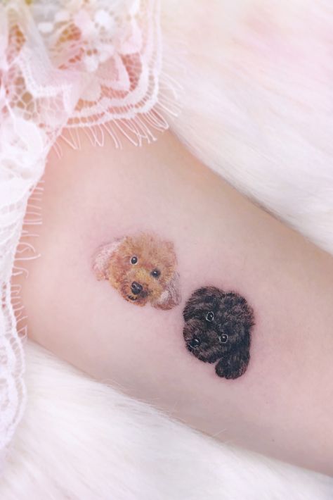 Yorkie Poo Tattoo, Poodle Fine Line Tattoo, Toy Poodle Tattoo, Poodle Tattoo Ideas, Animal Tatoos, Inner Lip Tattoo, Poodle Tattoo, Tattoos For Dog Lovers, Inner Arm Tattoo