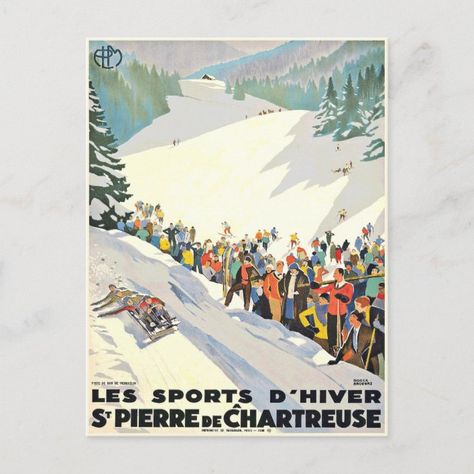 Vintage Ski Resort Postcard from Switzerland - Switzerland gift idea Ski Christmas, Switzerland Art, Sport Posters, Poster Sport, Ski Vintage, Vintage Ski Posters, Retro Kunst, Retro Ski, Ski Posters