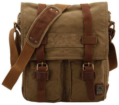 Military Canvas Shoulder Bag Army Green Military Messenger Bag, Man Bags, Leather Camera Bag, Travel Handbags, Canvas Messenger Bag, Messenger Bag Men, Crossbody Messenger Bag, Moda Vintage, Leather Messenger Bag