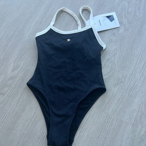 Chanel cruise 2022 one piece bathing suit Chanel Bathing Suit, Chanel Swimsuit, Kendall Style, Bathing Suits One Piece, Chanel Cruise, One Piece Bathing Suit, Swimming Costume, Cute Bikinis, Blue Swimsuit