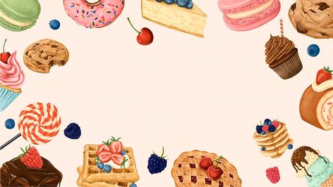 Macaron Bakery, Bakery Background, Food Frame, Frame Mockup Free, Chocolate Texture, Candy Background, Candy Icon, Pink Doughnuts, Desserts Drawing