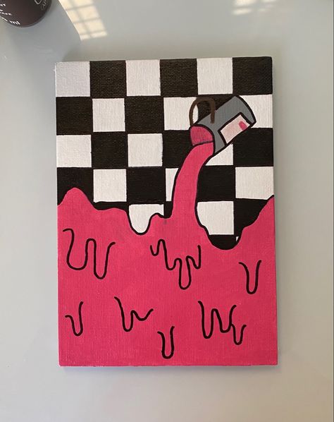 Mini Black Canvas Art, Painting Ideas Edgy Easy, Emo Aesthetic Room, Funny Things To Paint On A Canvas, Edgy Painting Easy, Asthetic Paintings Easy, East Trippy Painting Ideas, Canvas Painting Ideas Aesthetic Trippy, Small Trippy Canvas Art