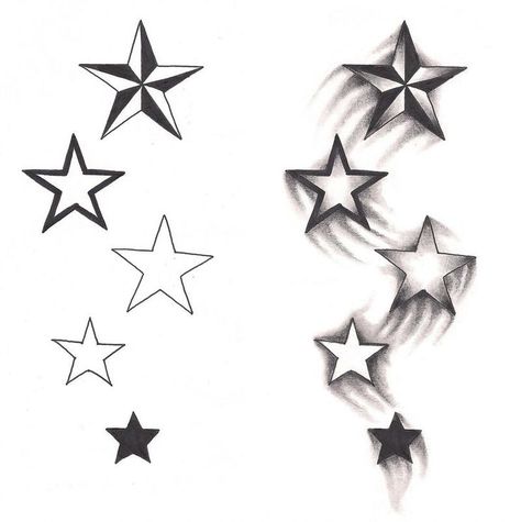 Star Sleeve Tattoo, Star Tattoos For Men, Shooting Star Tattoo, Small Star Tattoos, Tattoo Star, Monster Tattoo, Free Tattoo Designs, Drawing Stars, Star Tattoo Designs