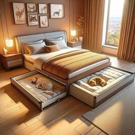 Built In Dog Bed, Dog Bedroom, Desain Pantry, Halo 2, Dekorasi Kamar Tidur, Apartment Inspiration, Dog Beds, Home Room Design, Dream House Decor