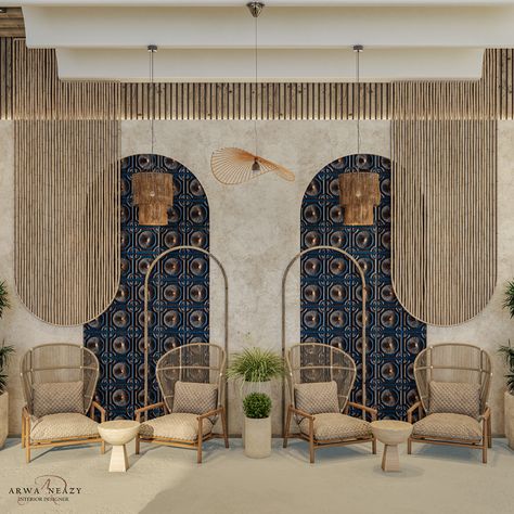 Boho Style Interior Bohemian Homes, Bohemian Hotel Lobby, Art And Craft Interior Design, Hotel Wall Decor, Boutique Hotel Design Interiors, Hotel Lobby Wall Design, Hotel Wall Design, Restaurant Lobby Design, Hotel Lounge Interior Design