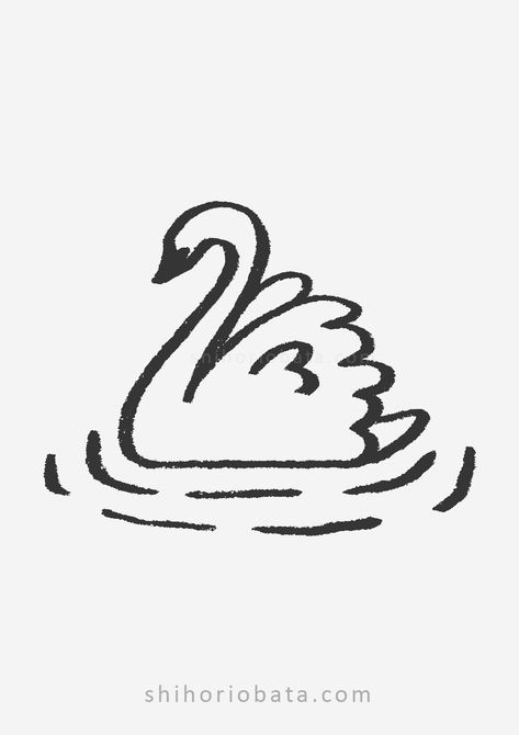 Easy Swan Drawing: Step-by-Step Tutorial Shihori Obata, Swan Drawing, Beginner Artist, Easy Bird, Rabbit Drawing, Drawing Step, Artist Blog, Little Doodles, Creative Blog