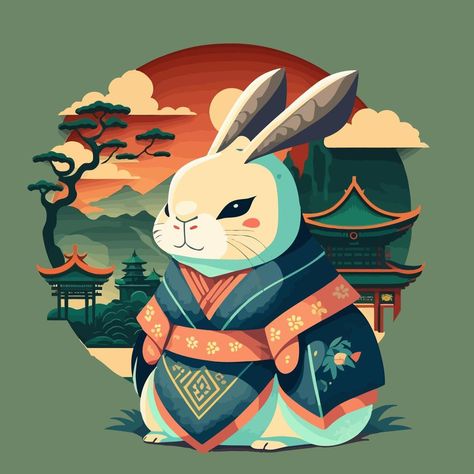 Lunar 2023, New Year Anime, Chinese Zodiac Rabbit, 2023 Year Of The Rabbit, Chinese New Year Crafts For Kids, Chinese Illustration, Chinese New Year Crafts, New Year Illustration, Rabbit Tattoos