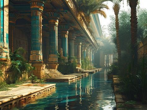 Startpagina / X Hanging Gardens Of Babylon, Ancient Egyptian Cities, Egypt Concept Art, Egypt Aesthetic, Ancient Babylon, Ancient Greek City, Gardens Of Babylon, Hanging Gardens, Arte Indie