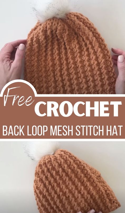 Crochet Back Loop Mesh Stitch Hat Moss Stitch Beanie, Crochet Moss Stitch, Crochet Moss, Mesh Stitch, Stitch Hat, Tunisian Crochet Hook, Half Double Crochet Stitch, Front Post Double Crochet, Newborn Baby Hats