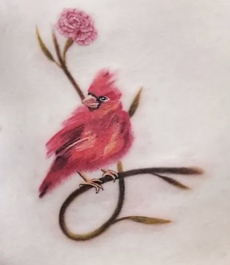 Cardinal Watercolor Tattoo, Cardinal Wrist Tattoos For Women, Cardinal Wrist Tattoo, Cardinal With Flowers Tattoo, Cardinal Memorial Tattoo, Cardinal Drawing Simple, Cardinal Tattoo Black And White, Tiny Cardinal Tattoo, Red Cardinal Tattoo