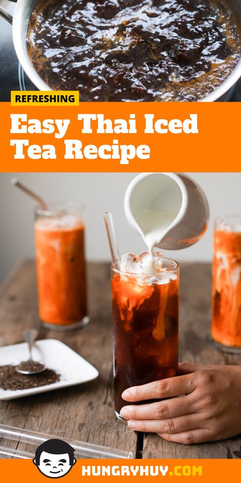 Thai Iced Tea Diy Thai Tea, Thai Iced Tea Recipe, Thai Tea Recipes, Thai Iced Tea, Iced Tea Recipe, Thai Milk Tea, Vietnamese Dessert, Milk Tea Recipes, Japanese Street Food