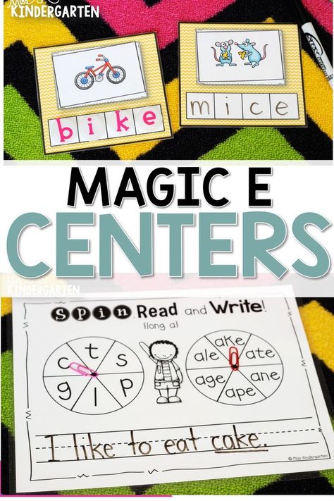 Long Vowels, Magic e, Silent e, whatever you call it, students in kindergarten and first grade have fun learning about it. These interactive worksheets and matching card games are perfect for literacy centers and small groups! We pretend to use a magic wand when completing these activities! #games #interactive #magice Magic E Activities, Vowel Activity, Cvce Activities, Long Vowels Activities, Ela Stations, Reading Fluency Activities, Magic E Words, Literacy Centres, English Center