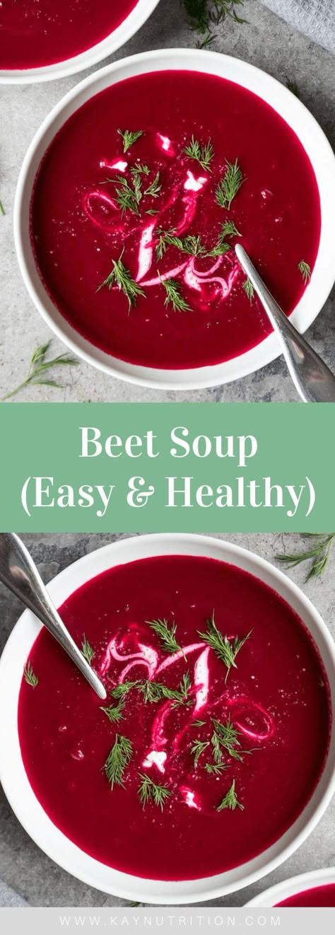 Kay Nutrition, Beet Soup Recipes, Soup Recipe Easy, Borscht Soup, Beetroot Soup, Soup Creamy, Pudding Chia, Beet Soup, Beet Recipes