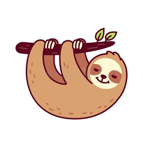 Cute hanging sloth. Cute sloth hanging from tree branch. Funny hand drawn cartoon character vector illustration stock illustration Sloth Drawing, Sloth Cartoon, Cartoon Sloth, Sloth Tattoo, Snow Monkeys, Sloth Bear, Sloth Art, Nagano Japan, Arte Grunge