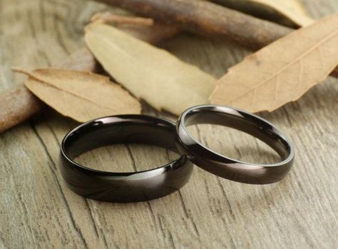 His and Her Couple Rings Set, Titanium Rings Set, Anniversary Rings Set His And Hers Rings, Anniversary Ring Set, Couples Wedding Bands, Font Number, Couples Ring Set, Black Wedding Rings, Titanium Wedding Rings, Custom Wedding Rings, 2 Rings