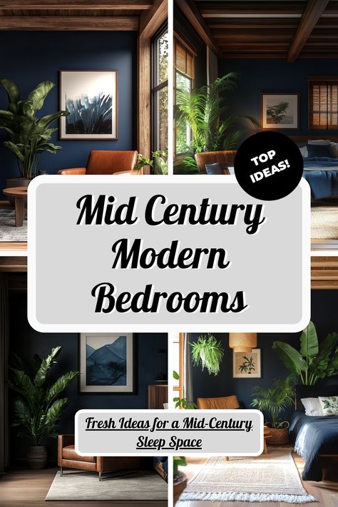 ♥ Are you looking to refresh your home bedroom with a cozy Mid Century Modern style? Explore this bedroom design featuring warm colors and stylish furniture, perfect for a minimalist and boho aesthetic. Get inspired by the 70s interior design vibes and create your own moody and earthy sanctuary! 🛏️🌿 #MidCenturyModern #BedroomDecor #HomeDesignIdeas Mid Century Modern Bedroom Colors, Boho Mid Century Modern Bedroom, Mid Century Style Bedroom, Mid Century Modern Bedroom Ideas, Cozy Mid Century Modern, Mid Century Modern Color Palette, Mid Century Modern Bedroom Design, Mid Century Modern Bedroom Decor, Modern Lamps Bedroom