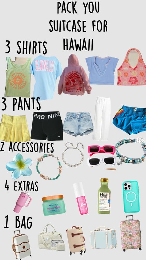 #hawaii #travel #pack 🌊🌴🐚🌺🏝 Hawaii Trip Essentials, Things To Pack For Florida Vacation, Hawaii Packing Aesthetic, Pack For Vacation, Hawaii Packing List Kids, Travel To Hawaii Packing Lists, Hawaii What To Pack, What To Pack For Hawaii Vacation, Pack For Hawaii