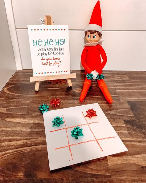 Tick Tack Toe Elf On The Shelf, Elf On Shelf Tic Tac Toe, Tic Tac Toe Elf On The Shelf, Elf On The Shelf Tic Tac Toe, Birthday Elf On The Shelf Ideas, Elf Classroom, Birthday Elf, Elf Ideas Easy, Christmas Party Activities