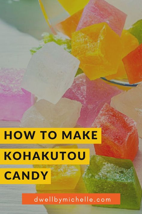 Make your own Japanese Kohakutou at home with this easy recipe! This popular Japanese gummy candy takes just 5 ingredients to make, and is gluten-free, dairy-free, and vegan. The secret ingredient? Agar-agar! Japanese Kohakutou Candy, Kohakutou Candy Recipe, Kohakutou Recipe, Kohakutou Candy, Candy Japanese, Appetizer Bread, 5 Ingredient Desserts, Food Main Course, Jelly Sweets