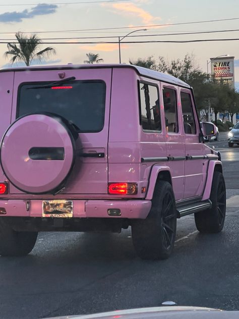 Light Pink G Wagon, Pink G Wagon Aesthetic, Pink G Wagon Mercedes Benz, 10k Followers Celebration Ideas, Suzuki Jimny Cabrio, Pink G Wagon, Mercedes Jeep, Pink Cars, Dream Cars Mercedes