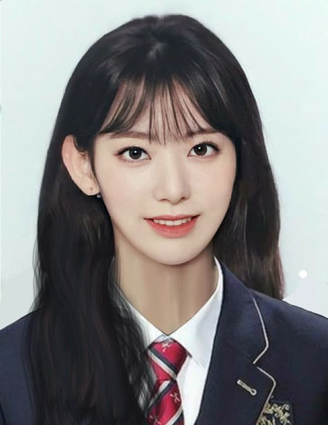 Kpop Idol Id Photo, School Dr, Sakura Lesserafim, School Id, Sakura Miyawaki, Miyawaki Sakura, Id Photo, Sakura School, School Yearbook