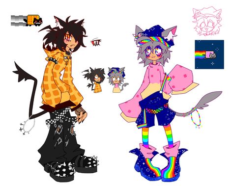 Nyan Cat Scenecore, Nyan Cat Drawing, Tac Nayn Art, Nyan Cat And Tac Nyan, Nyan Cat Fanart, Tac Nyan, Scene Art Style, Tac Nayn, Scene Emo Art