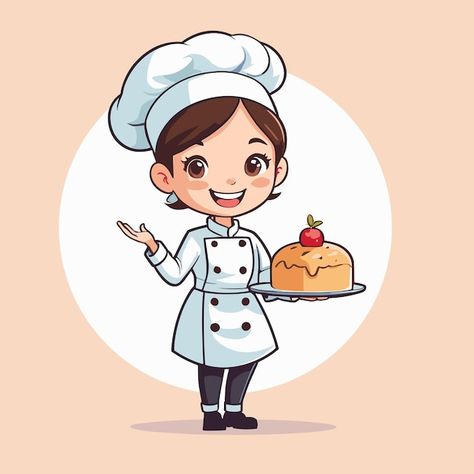 Cute Chef Cartoon, Chef Drawing, Bujo Sketches, Cooking Cartoon, Cooking Stickers, Chef Clipart, Chef Girl, Cook Illustration, Chef Cartoon