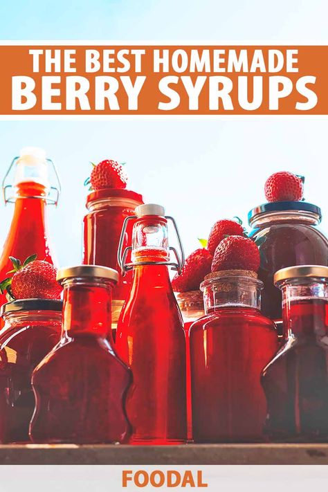 Berry Syrup Recipe Homemade, Berry Syrup Recipe, Fresh Fruit Syrup Recipe, Homemade Fruit Syrup, Fruit Syrups For Canning, Fruit Syrups For Drinks, Flavored Syrups For Drinks, Fruit Syrup Recipe, Dye Free Snacks