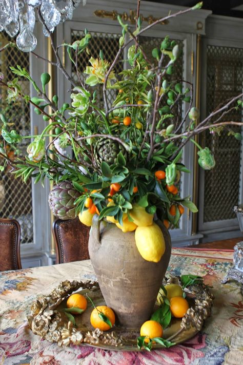 Romancing the Home Inner Landscape, Silk Arrangements, Tuscan Design, Italian Decor, Table Scapes, World Decor, Tuscan Decorating, Tuscan Style, Flower Arranging