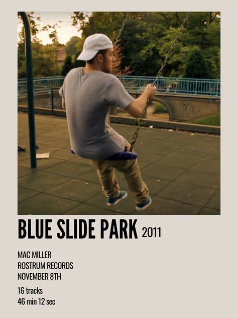 minimal aesthetic polaroid album poster for blue slide park by mac miller Blue Slide Park, Minimal Aesthetic, Mac Miller, Park Art, Mac, Blue