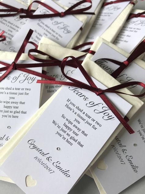 Wedding Tissues - Tears of Joy Wedding Favours - 5004 by RellaInvites on Etsy https://www.etsy.com/uk/listing/504555268/wedding-tissues-tears-of-joy-wedding Scratchy Wedding Favour, Tears Of Joy Tissues Wedding, For Happy Tears Wedding Handkerchiefs, Welsh Wedding Favours, Scottish Tablet Wedding Favours, Wedding Tissues, Tissue Pack, Convention Gifts, Happy Tears