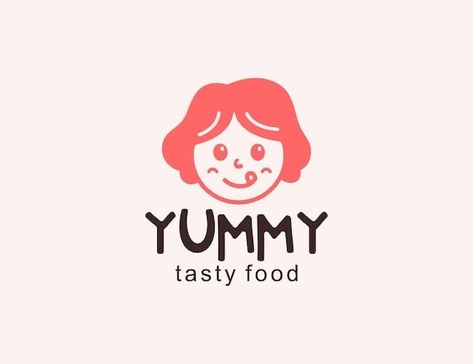 Yummy Logo Design, Cute Logo Ideas, Logo Sticker Design, Girl Logo Design, Snack Logo, Tasty Logo, Logo Design Food, Logo Ideas Design, Mama Logo