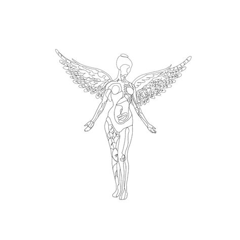 Nirvana tattoo, In Utero tattoo idea, Kurt Cobain, Krist Novoselic, Dave Grohl, Grunge, Black and White tattoo, line art, line drawing tattoo Nirvana Tattoo Angle, Easy Nirvana Drawings, In Utero Black And White, Nirvana Tattoo Stencil, In Bloom Tattoo Nirvana, I’m Utero Tattoo, Nirvana Back Tattoo, Nirvana Minimalist Tattoo, Nirvana Album Cover Tattoo