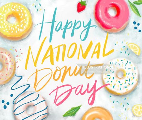 Drink Illustration, Donut Day, Packaging Food, National Donut Day, Coffee And Donuts, Styled Stock Photography, Cute Clipart, Food Illustration, Great Desserts