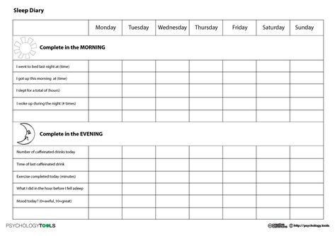 Mood Diary Template, Self Care Writing, Symptoms Tracker, Journal Habit Tracker Ideas, Bullet Journal Habit Tracker Ideas, Psychology Tools, Sleep Diary, Habit Tracker Ideas, Sleep Journal