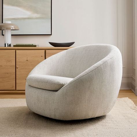 Cozy Swivel Chair | West Elm Sleeper Chair Bed, Futon Chair, Basement Inspiration, Cabin Furniture, Cozy Chair, Large Chair, Swivel Barrel Chair, Living Room Chair, Papasan Chair