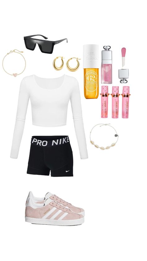 Cute little Nike pro outfit 🛍 || #outfit #nike #cute #fyp Cute Nike Pro Outfits, Nike Pro Outfits, Nike Pro Shorts Outfit, Nike Pro Leggings Outfit, Cute Nike Pros, Nike Pro Outfit, Winter Shorts Outfits, Volleyball Outfit, Outfit Nike