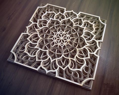 Best Scroll Saw, Lotus Flower Mandala, Layered Mandala, Scroll Saw Patterns Free, Leather Craft Projects, Pattern Printable, Woodworking Patterns, Laser Cut Patterns, Wood Cut