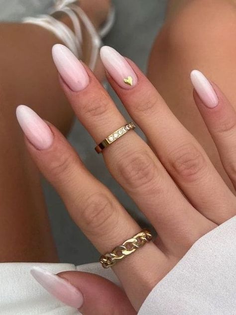 Neutral Ombre Nails, Nails With A Heart, Ombre Nails Glitter, Minimal Nails, Already Gone, Blush Nails, Pastel Nails, Neutral Nails, Bridal Nails