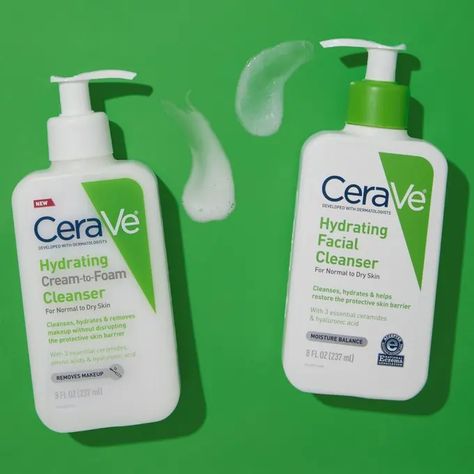 Discover the differences between CeraVe Hydrating Cleanser and Cream-to-Foam Cleanser. Find out which one is better for your skin type. Cream To Foam Cleanser, Whitening Skincare, Cerave Hydrating Cleanser, Hydrating Facial Cleanser, Cerave Skincare, Hydrating Facial, Types Of Acne, Facial Products, Hydrating Cleanser