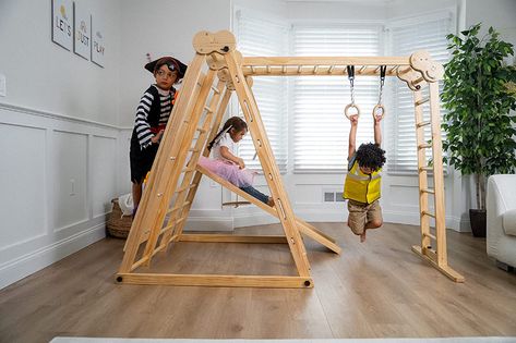 Amazon.com: Avenlur Chestnut Foldable Indoor and Outdoor Playground Jungle Gym Kids, Toddlers 7-in-1 Playset, Slide, Rock Climb Wall, Rope Wall Climbing Net, Monkey Bars, Swing, Montessori, Waldorf Style 2 - 6yr : Toys & Games Indoor Playset, Learning Room, Gatsby Outfit, Indoor Jungle Gym, Toddler Gym, Indoor Play Equipment, Toddler Climbing, Slide Rock, Rope Wall