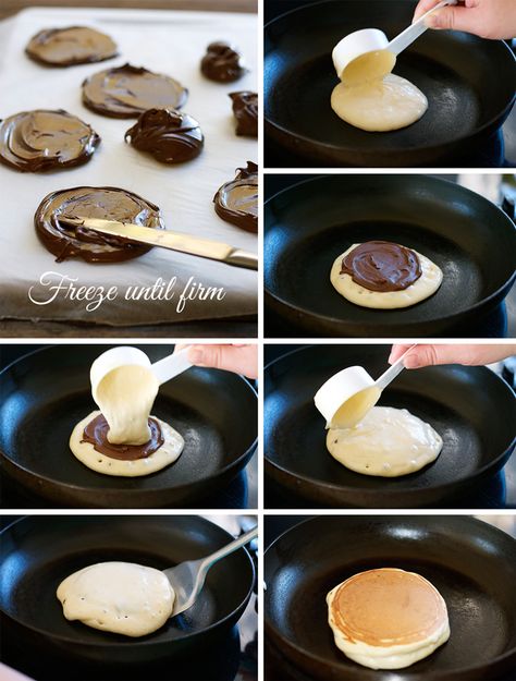 Nutella Stuffed Pancakes, Pancakes Nutella, Stuffed Pancakes, Nutella Pancakes, Nutella Desserts, Recipetin Eats, Nutella Recipes, Mashed Potato, Food Cakes