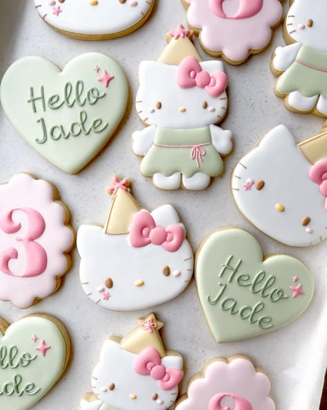 Hello pretty!! #sugarcookies #decoratedcookies #busybeesweet #longbeach Bolo Da Hello Kitty, Hello Kitty Baby Shower, Hello Kitty Birthday Theme, Kitty Cookies, Hello Kitty Theme Party, Hello Kitty Cookies, Hello Kitty Birthday Cake, Bee Sweet, Hello Kitty Birthday Party