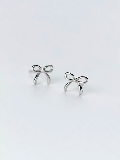 Silver Bow Earrings, Bluey Characters, Fine Studs, Bow Decor, Silver Bow, Bow Earrings, Silver Stud Earrings, Fine Earrings, Cute Earrings