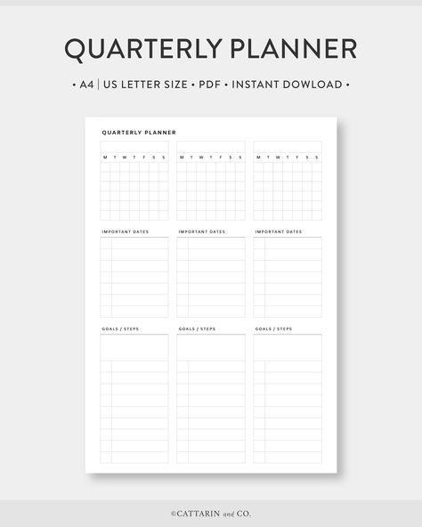 A4 | US Letter, Quarterly Planner Printable Pink Monthly Planner, Student Weekly Planner, Quarterly Planner, Weekly Planner Free Printable, Undated Monthly Planner, Weekly Planner Free, Student Planner Printable, Planner Writing, Monthly Planner Printable