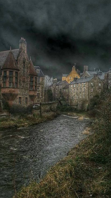 Stormy skies Dean Village in Edinburgh